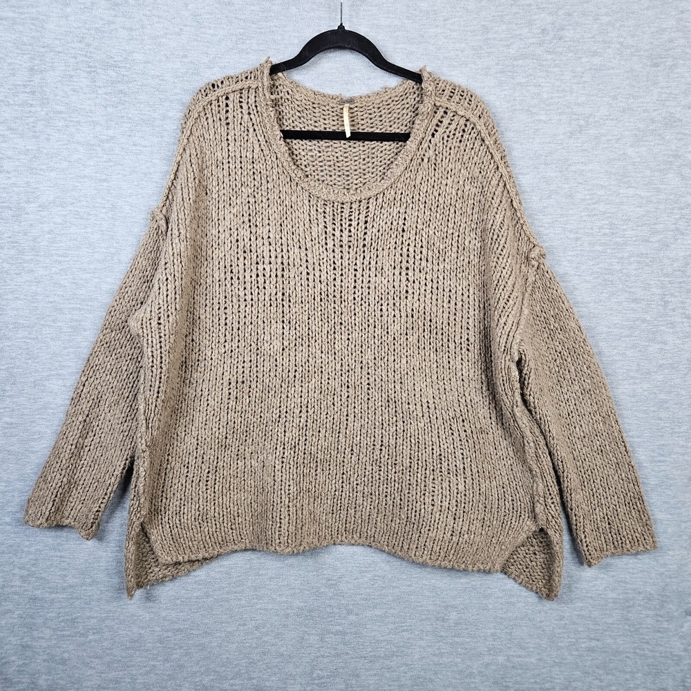 Free people brown Relax Fit Round neck Sweater Size S